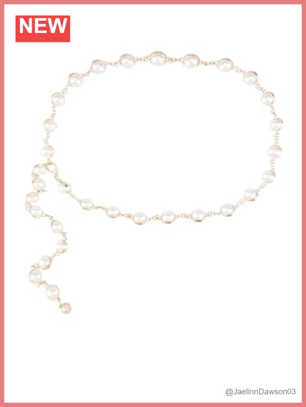 Adjustable Pearl Chain Belt Gold-Tone Faux Pearl Statement Waist Belt